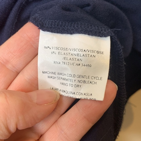Eileen Fisher | Midnight Blue Stretch Viscose Long Sleeve Round Neck Top Shirt S - Picture 9 of 12